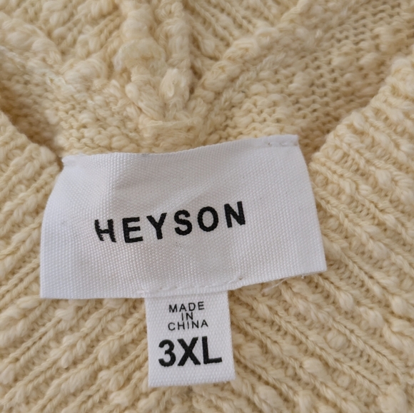 HEYSON Pale Yellow/Butter V-Neck 90s Style Boucle Sweater sz 3XL Retro 90s Mom - Picture 9 of 10